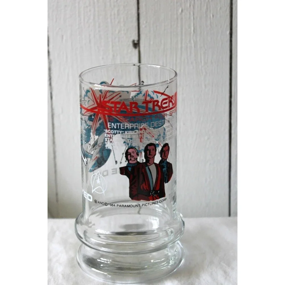1984 Star Trek III Search For Spock Enterprise Destroyed Taco Bell Glass-Mint